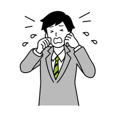 Illustration of a man who is shocked by job hunting and job hunting.