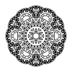 Isolated mandala in vector. Round pattern in white and black colors. Vintage decorative element