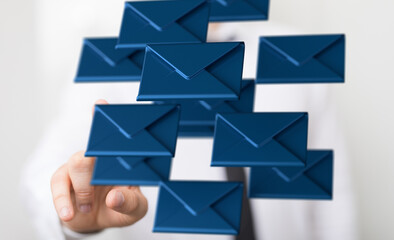  hand using mobile smartphone with email icon, Email concept, copy space