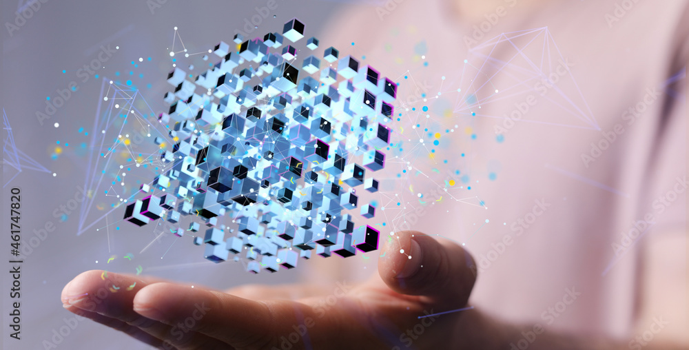 Poster data Internet infrastructure concept. Abstract technology background. 3D rendering.