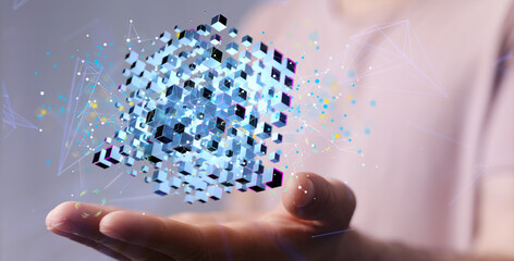 data Internet infrastructure concept. Abstract technology background. 3D rendering.