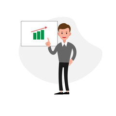 businessman showing a project clipart on white background. businessman flat icon.