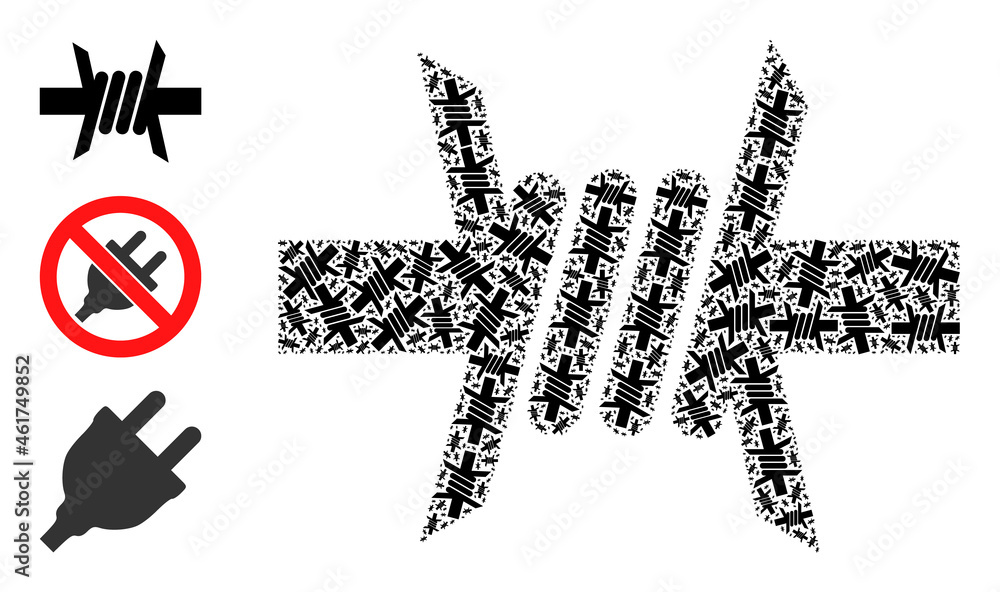 Poster itself fractal composition barbed wire. vector barbed wire fractal is done from scattered fractal ba
