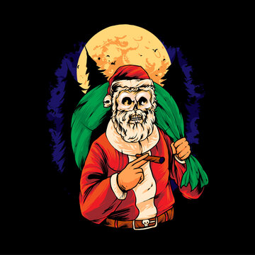 Skull Santa Claus Illustration