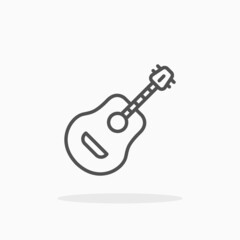Guitar icon. Editable Stroke and pixel perfect. Outline style. Vector illustration.