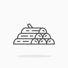Firewood icon. Editable Stroke and pixel perfect. Outline style. Vector illustration.