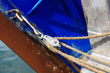 nets, pulley ropes and machinery of a fishing boat