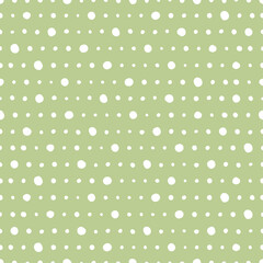 White dots lines seamless pattern on green background.