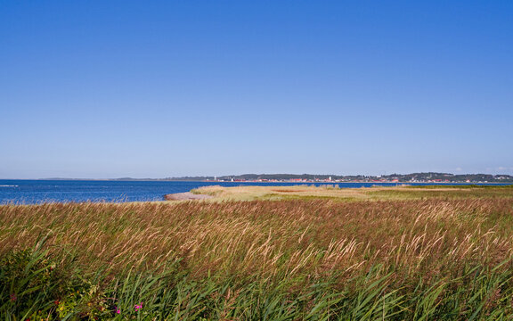 Mors / Denmark: View over the Sallingsund to Glyngoere