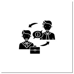 Exchanging information glyph icon. Exchanging networks, thoughts, knowledge with other people. Effective communication concept.Filled flat sign. Isolated silhouette vector illustration