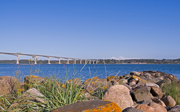 Mors / Denmark: View from Plagen to the Sallingsund bridge