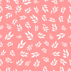 Pink seamless patterns with white flower leaves.