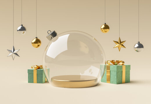 empty glass christmas ball with ornaments for product display