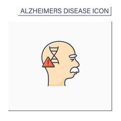 Genetic cause color icon. APOE e4 gene. Genetic predisposition to disease.Alzheimer disease. Neurologic disorder concept.Isolated vector illustration