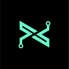 X initial technology logo vector image