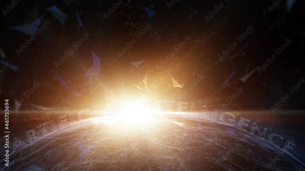 Poster artificial intelligence futuristic technology science animation.