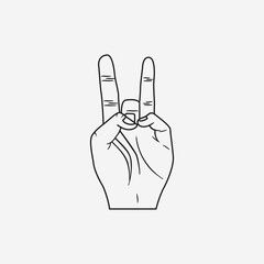 Hand line icon vector. Vector illustration isolated  on white background.
