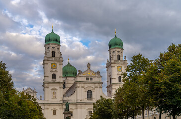 St. Stephen's Cathedral (Dom St. Stephan) Passau, Lower Bavaria, Germany, Also known as the Dreiflüssestadt ("City of Three Rivers") where the Danube is joined by the Inn and the Ilz