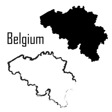Belgium map, black and white vector illustration.