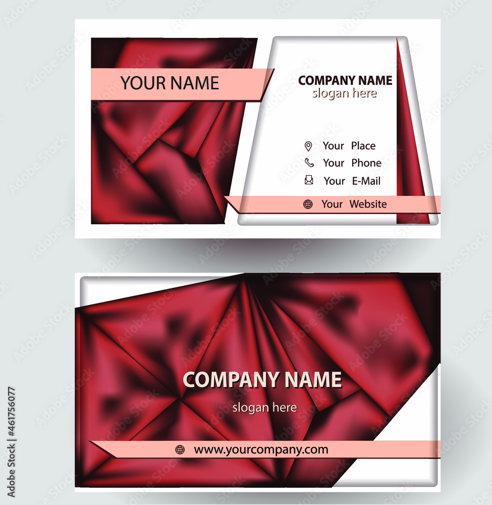 Wall mural modern design business card template. In light colors with splashes of silk texture