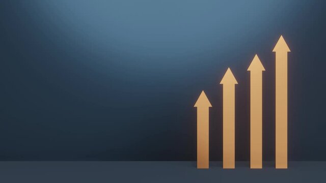 Gr&aacute;fico de comercio de inversi&oacute;n de mercado de valores. Azul y dorado. Tendencia ascendente.