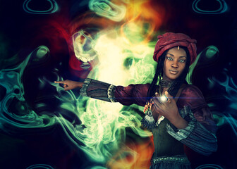 3D African witch conjuring