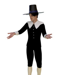 3D Man in pilgrim costume