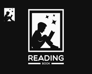 reading book logo design template. simple style for school and education logo. reading book illustration vector