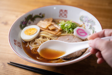 authentic chicken broth tokyo style shoyu ramen noodle