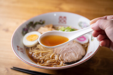 authentic chicken broth tokyo style shoyu ramen noodle