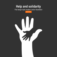 Obraz premium Vector cover two hands, help and solidarity