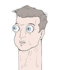 Funny head with big neck