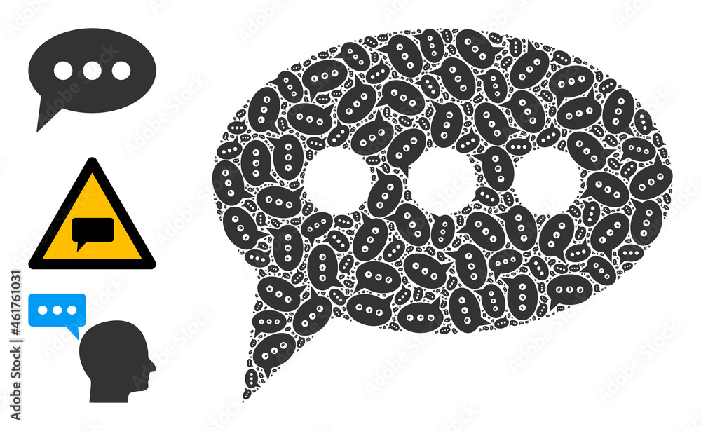 Poster itself fractal collage forum message. vector forum message fractal is constructed from repeating fra