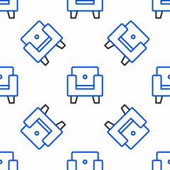 Line Armchair icon isolated seamless pattern on white background. Colorful outline concept. Vector