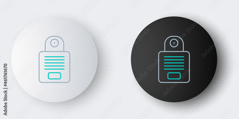 Poster line intercom icon isolated on grey background. colorful outline concept. vector