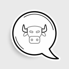 Line Cow head icon isolated on grey background. Colorful outline concept. Vector