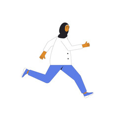 Runner. Joggers. Young woman in hijab running.