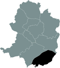 Black location map of the Sennestadt district inside gray urban districts map of the German regional capital city of Bielefeld, Germany