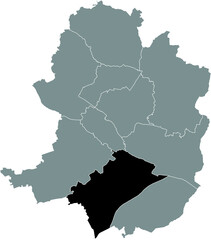 Black location map of the Senne district inside gray urban districts map of the German regional capital city of Bielefeld, Germany