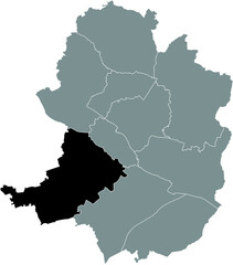 Fototapeta premium Black location map of the Brackwede district inside gray urban districts map of the German regional capital city of Bielefeld, Germany