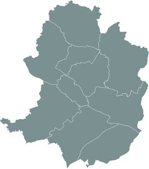 Simple blank gray vector map with white borders of urban city districts of Bielefeld, Germany