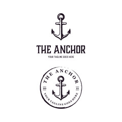 Anchor Vintage Retro Rustic Stamp logo design template