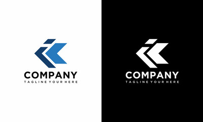 letter ik and ki logo design vector template. on a black and white background.