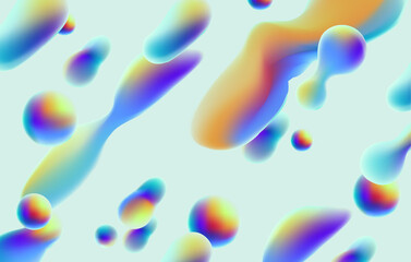 Abstract poster design. Liquid colorful shapes on light background. Vector illustration.
