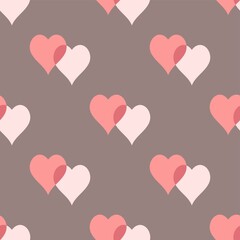 Two Heart Vector Repeat Pattern In Pink And Charcoal Grey