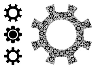 Itself recursion mosaic gearwheel. Vector gearwheel mosaic is constructed with repeating itself gearwheel items. Abstract design.