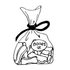 Vector illustration of dog food. An isolated object of dog treats in doodle style. Veterinary medicine for dogs