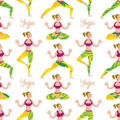 Yoga and meditation. Use it for sport and recreation web page, poster, card or package design creation. Vecor illustration.