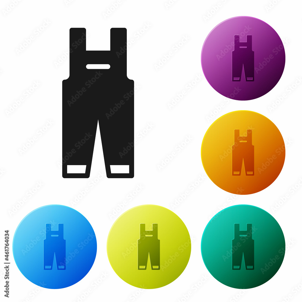 Poster black work overalls icon isolated on white background. set icons in color circle buttons. vector