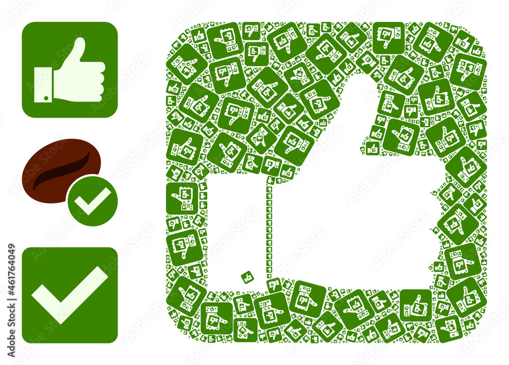Poster itself fractal collage thumb positive. vector thumb positive fractal is made from repeating itself t